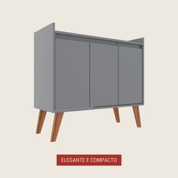 Aparador Buffet 90cm Retro Mdf Madri - On Móveis Cor:grafite - 2