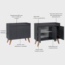 Ver imagem 3 de Aparador Buffet 90cm Retro MDF Madri - On Móveis Cor:Grafite