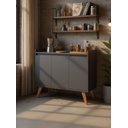 Ver imagem 1 de Aparador Buffet 90cm Retro MDF Madri - On Móveis Cor:Grafite