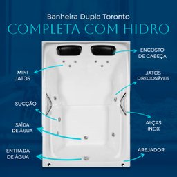 Banheira Dupla Toronto Completa com Hidro em Acrílico - 127v - 4