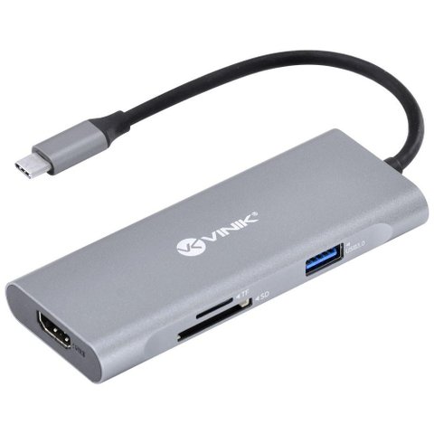 Hub Usb Tipo C / Type C 7 em 1 com 3 Usb 3.0 + Leitor de Ca