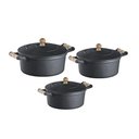 Ver imagem 1 de Jogo 3 Und Caçarolas Ferro E Alça Madeira 5,9, 7,6 E 9,8 L