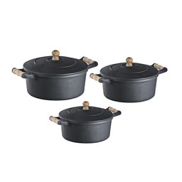 Jogo 3 Und Caçarolas Ferro E Alça Madeira 5,9, 7,6 E 9,8 L - 1