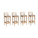 Ver imagem 2 de Kit 4 Banquetas Madeira Mel Bandada com Encosto Palha Rattan:Mel com Linho Cinza