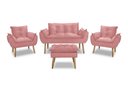 Ver imagem 2 de Kit Namoradeira Sofá Opala + 2 Poltronas Cadeira Opala + 1 puff:rosa