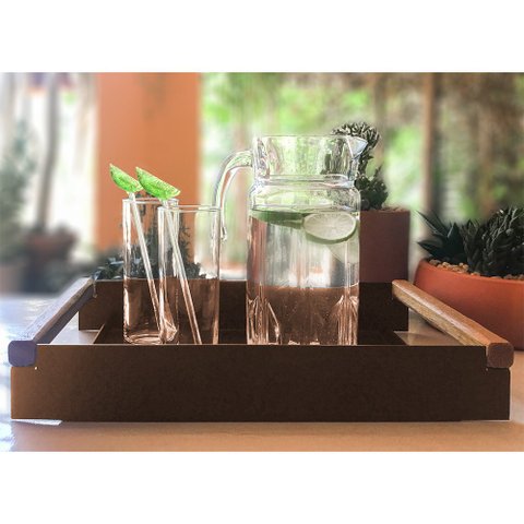 Bandeja Decorativa em Aço Carbono Linha Nexo Cor Corten 40x25cm