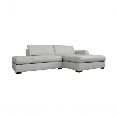 Sofá de Couro com Chaise N.y. 3 Lugares Off White 2,74 M - Mempra