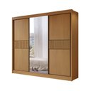 Ver mais imagens de Guarda-Roupa Casal Ripado 3 Portas de Correr com Espelho 100% MDF Cristal Marrom/Cinamomo/Off White