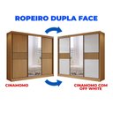 Ver imagem 5 de Guarda-Roupa Casal Ripado 3 Portas de Correr com Espelho 100% MDF Cristal Marrom/Cinamomo/Off White