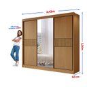 Ver imagem 3 de Guarda-Roupa Casal Ripado 3 Portas de Correr com Espelho 100% MDF Cristal Marrom/Cinamomo/Off White