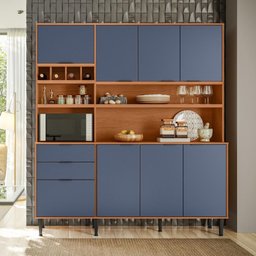 Cozinha Compacta Viena 8 Portas e 2 Gavetas Lukaliam Móveis Jequitiba/azul Lord - 4