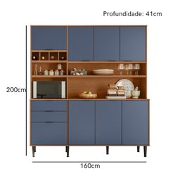 Cozinha Compacta Viena 8 Portas e 2 Gavetas Lukaliam Móveis Jequitiba/azul Lord - 3