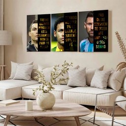 Kit 3 Quadro Decorativo Neymar Messi Cr7 Motivacional Futebol 40x28cm - 2