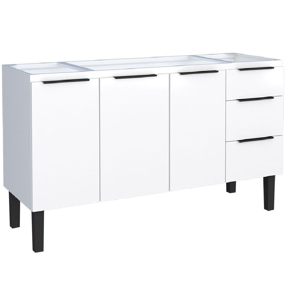 Gabinete para Cozinha Aço Jupiter 1,44m Branco para Pia de 1,50m ...