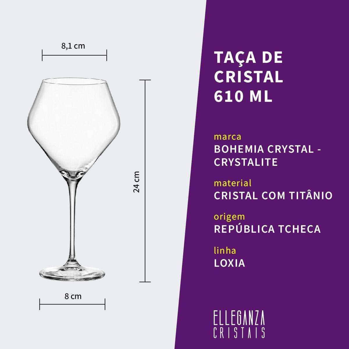 Taça de Cristal Bohemia para Vinho 610 Ml Loxia 2 Peças - 4