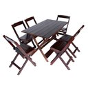 Ver imagem 1 de Jogo Conjunto 6 Cadeiras e 1 Mesa Dobrável de Madeira 120 x 70 - Com Pintura Imbuia