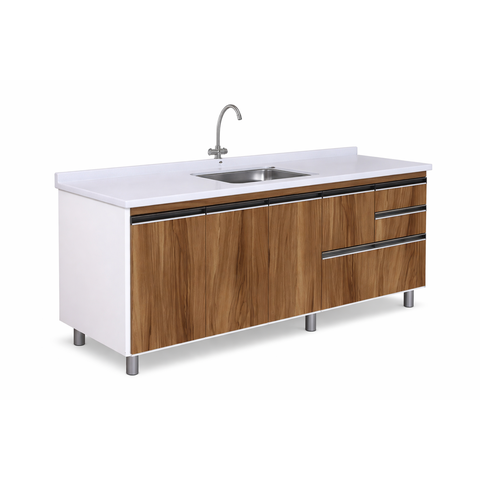 Gabinete Cozinha Mdp 1,94m Elegance com 8 Pés Pré-montado:nogal