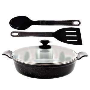 Frigideira Preto Liso Alumínio Usinado Talher 02 Aa 30cm