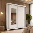 Ver imagem 1 de Guarda Roupa Athena com Espelho 2 Portas Corrediças e 6 Pés Branco ACP Móveis