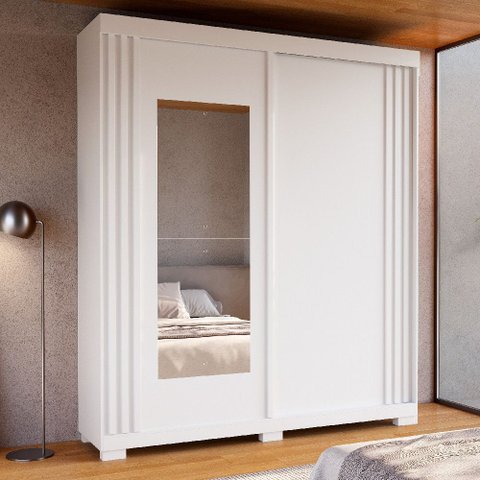 Guarda Roupa Athena com Espelho 2 Portas Corrediças e 6 Pés Inclusos Acp Móveis