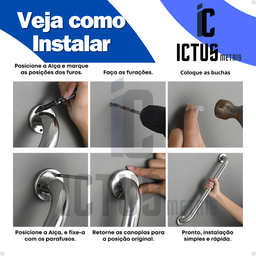 Barra de Apoio 60 Cm Segurança para Idosos ou Deficientes Único - 4