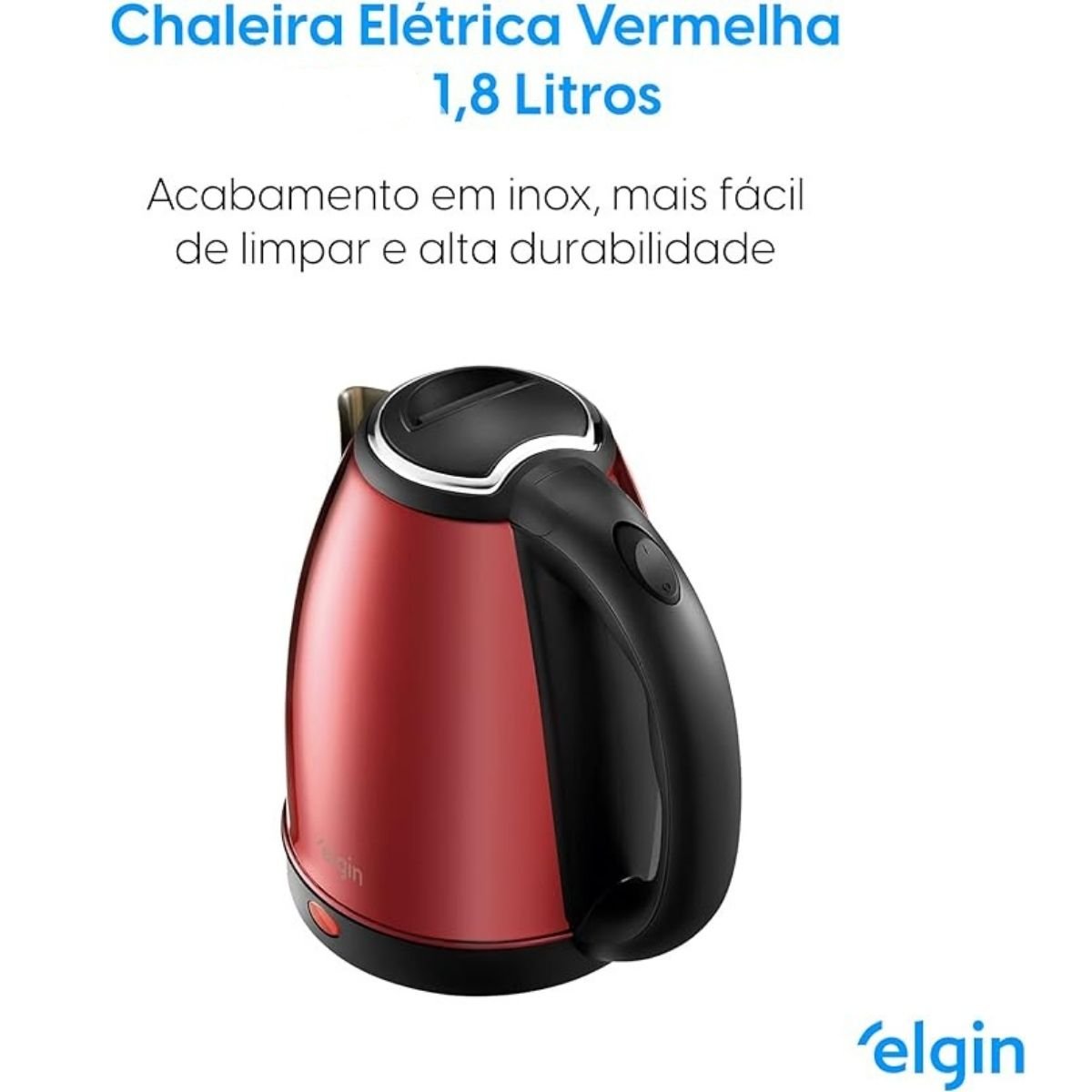 Chaleira Elétrica sem Fio em Inox Vermelha Elgin 1,8l 220v - 6