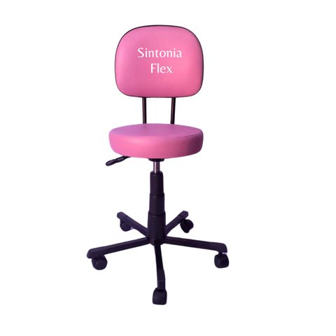 Cadeira Mocho Secretaria com L Duplo Tatu Base de Aço com Rodízio Corano Rosa Claro