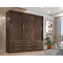 Guarda Roupa Casal Capri 3 Portas Correr 9 Gavetas - 2