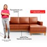 Sofá 3 Lugares 200cm Living com Chaise Direito Sala de Estar Kayrós D05 Sintético Camel - Mpozenato - 5
