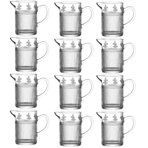 Kit 12 Leiteiras Cristal 290ml Pequenos Voadores L'Hermitage com Bico Pequena Leite Molhos Buffet