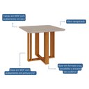 Ver imagem 6 de Sala de Jantar Mesa Flora Quadrada TP com Vidro com 4 Cadeiras Maia Nature/Off White/Gengibre Cimol