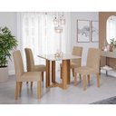 Ver imagem 2 de Sala de Jantar Mesa Flora Quadrada TP com Vidro com 4 Cadeiras Maia Nature/Off White/Gengibre Cimol
