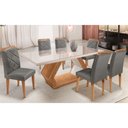 Ver imagem 1 de Mesa Alvorada 180 Tp Mdf Vidro canto Reto 6 Cadeiras Rufato