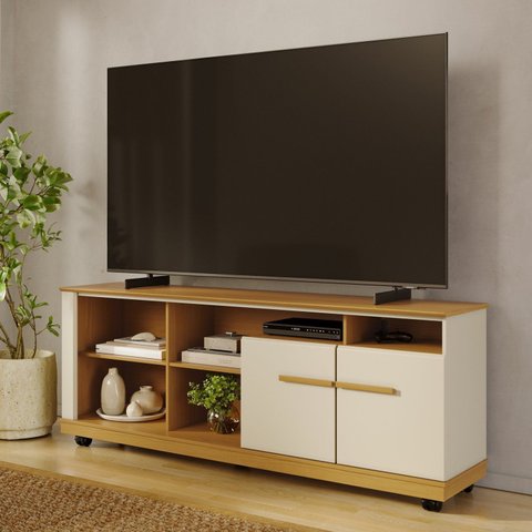 Rack para TV até 65 Polegadas 160cm 2 Portas Coral