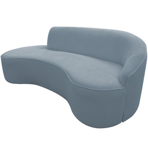Sofá Curvo 03 Lugares 210cm Eron Braço Esquerdo Bouclé Azul Claro - Nexta Casa