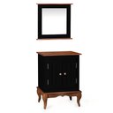 Ver imagem 1 de Gabinete para Banheiro 2 Portas com Espelheira Dália 3057 - Preto/imbuia Glazer