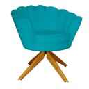 Ver imagem 2 de Combo 2 Poltronas Decorativa com Base Giratória de Madeira Pétala Suede Azul Turquesa - Dl Decor