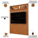Ver imagem 4 de Painel Ripado para TV 65 pol Sala Quarto 183x240cm Lexa D05 Freijó - Lyam Decor