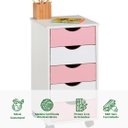 Ver imagem 3 de Gaveteiro Escritório Madeira Maciça 5 Gavetas Rodízios Lagos Branco Rosa Idimex