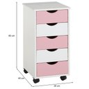 Ver imagem 4 de Gaveteiro Escritório Madeira Maciça 5 Gavetas Rodízios Lagos Branco Rosa Idimex