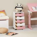 Ver imagem 2 de Gaveteiro Escritório Madeira Maciça 5 Gavetas Rodízios Lagos Branco Rosa Idimex