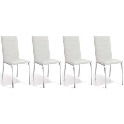 Kit 4 Cadeiras Sala Jantar Amsterdã C091 4 Un Cromada/branco 106 - Kappesberg