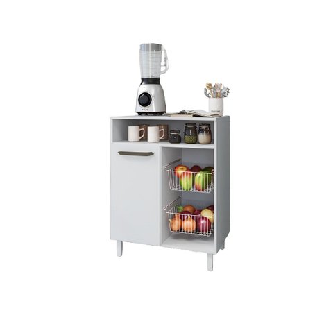 Balcão Multiuso Branco Fruteira com Espaço para Forno com Porta Fp
