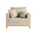 Ver imagem 3 de Kit 2 Poltronas Beny 80cm Base de Madeira Linho