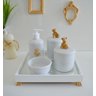 Kit Higiene Porcelana Bebê Banho Cuidado Quarto K014 Ursa - Dourado - 1