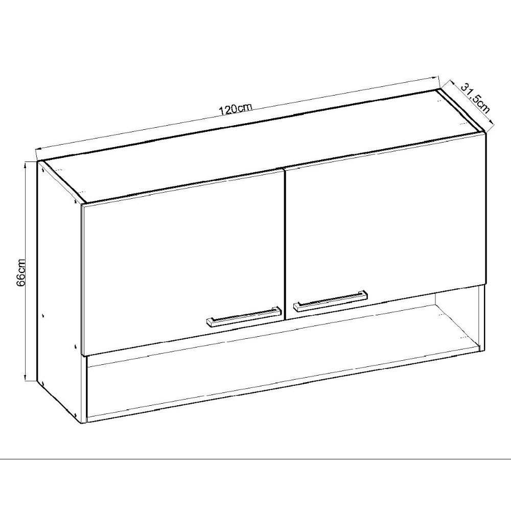 Armári Aéreo para Cozinha 2 Portas Ebano / Fendi - 3