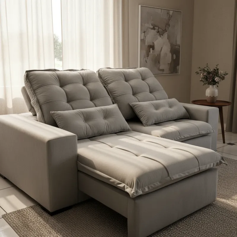 Sofá Milano Super Abertura 2,30x1,90mt Retrátil e Reclinável