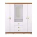 Ver imagem 5 de Guarda Roupa Roupeiro Capelinha Aurora 4 Portas 3 Gavetas c/ Espelho Oval Branco Camarim Vila Rica