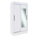 Ver imagem 2 de Guarda-roupa Solteiro Lyon 2 Portas 2 Gavetas com Espelho Branco - Doripel Móveis