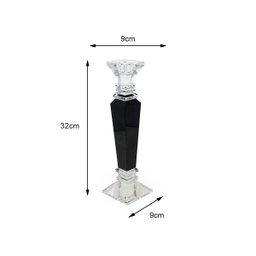 Castiçal de Vidro Preto e Cristal Médio Design Geo. 32cm - 4